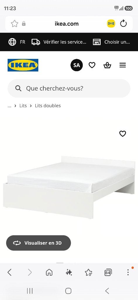 Lit Ikea 160x200cm, Maison & Meubles, Enlèvement, Utilisé, 200 cm, Deux personnes
