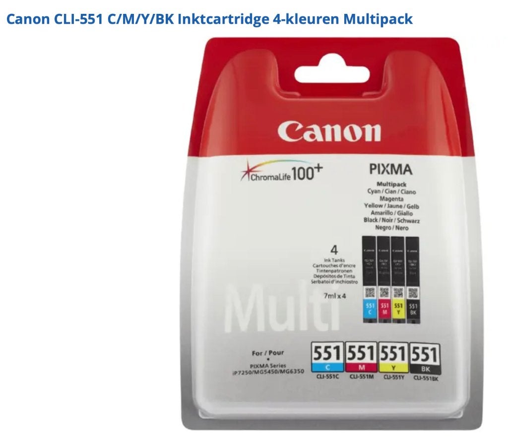 Canon CLI-551inktcartridges multipak CMYBK (origineel), Ophalen, Nieuw, Cartridge, Canon