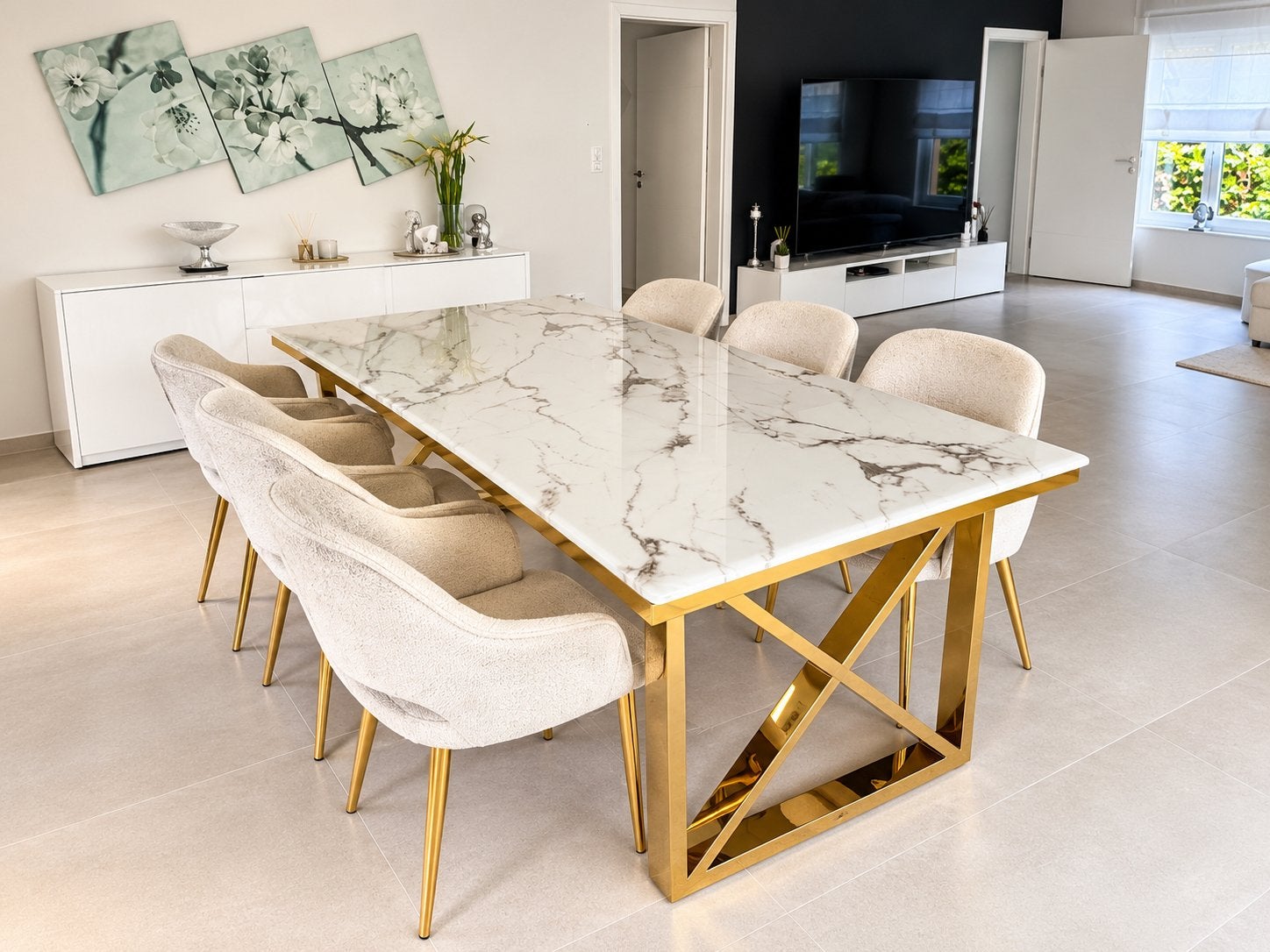 Table a manger avec 6 chaises, Maison & Meubles, Neuf, Carré, Enlèvement, 50 à 100 cm