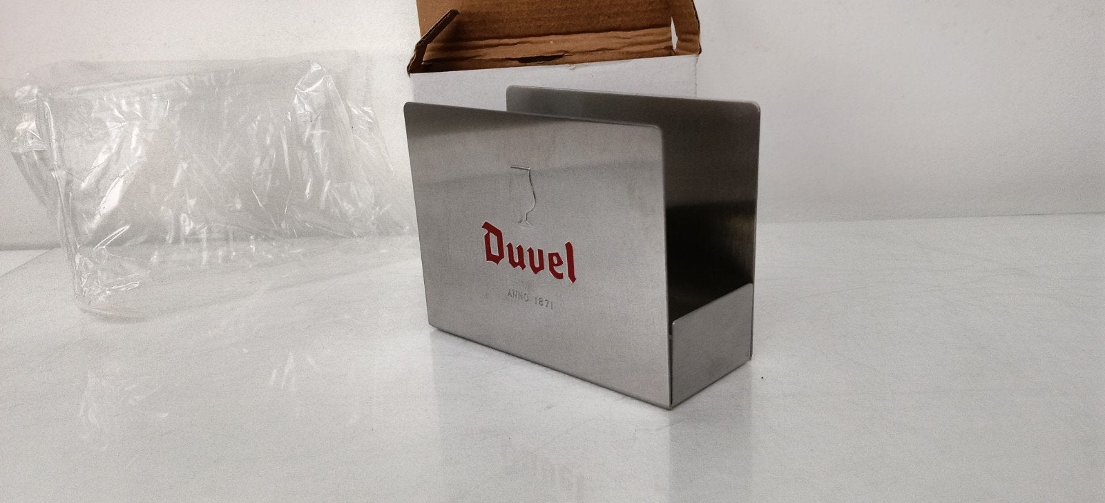Duvel bierkaarthouder in metaal. Voor bierviltjes. Nieuw., Ophalen of Verzenden, Nieuw, Duvel