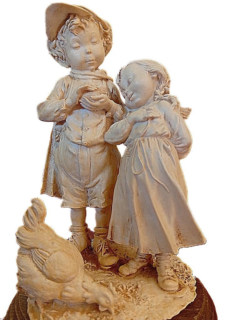 Vintage Giuseppe Armani beeldje: 2 Kinderen, Kip en Kuiken, Antiek en Kunst, Ophalen of Verzenden