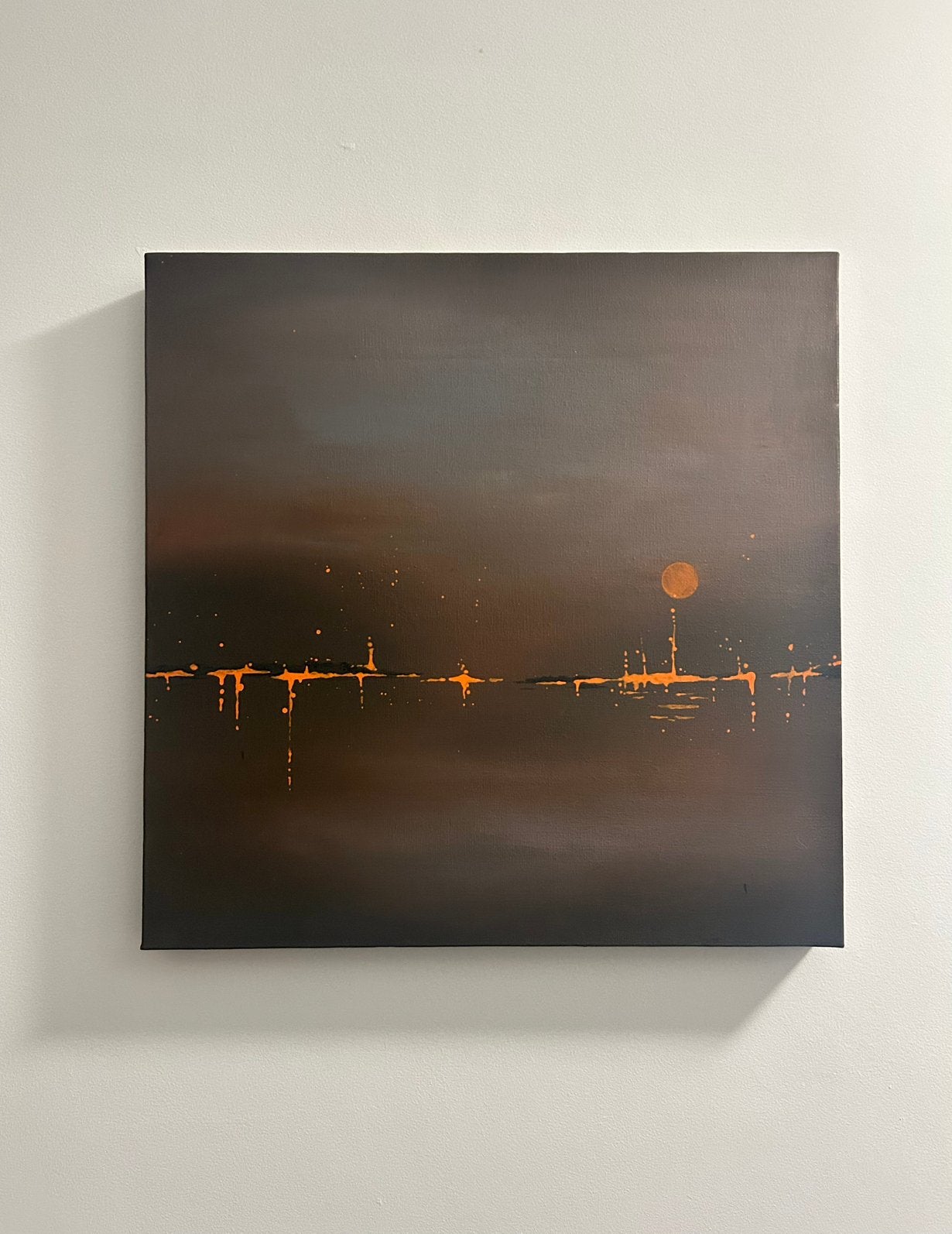 Origineel handgeschilderd abstract schilderij – 38  38 cm, Antiek en Kunst, Ophalen of Verzenden