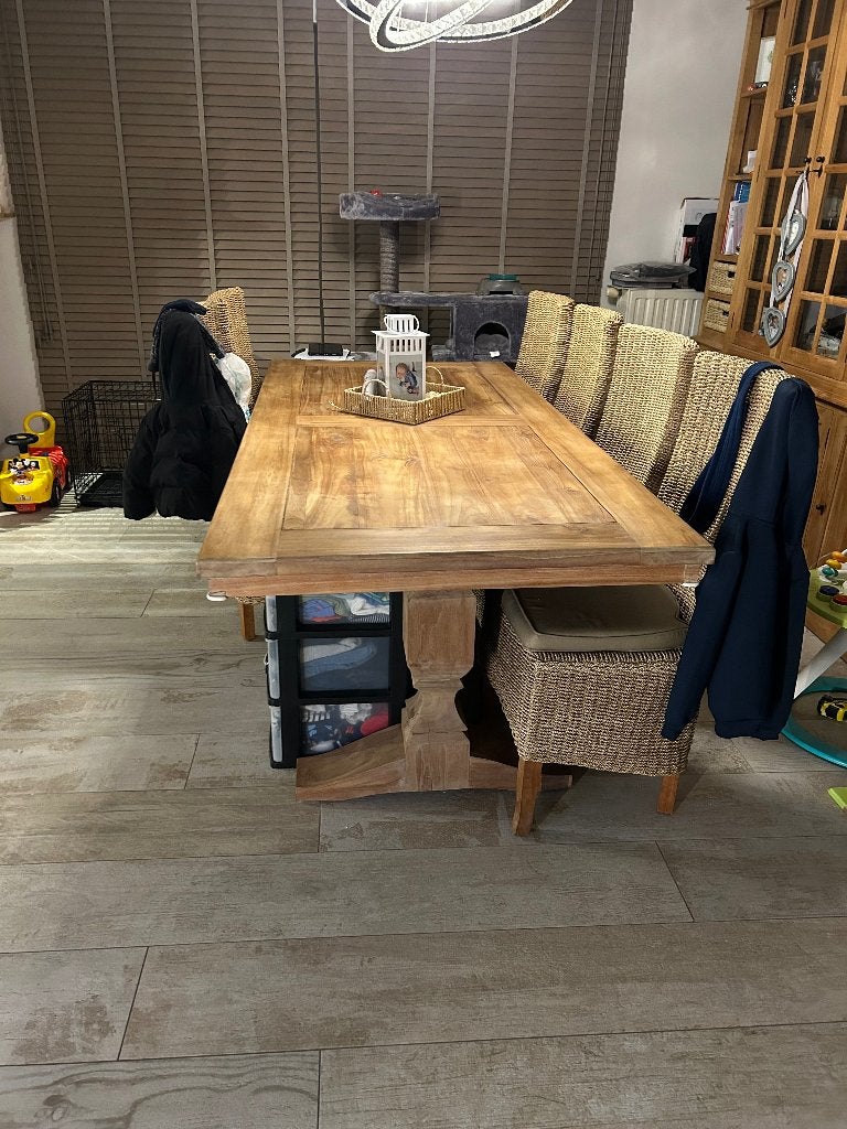 Massieve tafel in teak, Maison & Meubles, Tables | Tables à manger, Teck, Comme neuf, Enlèvement, 50 à 100 cm
