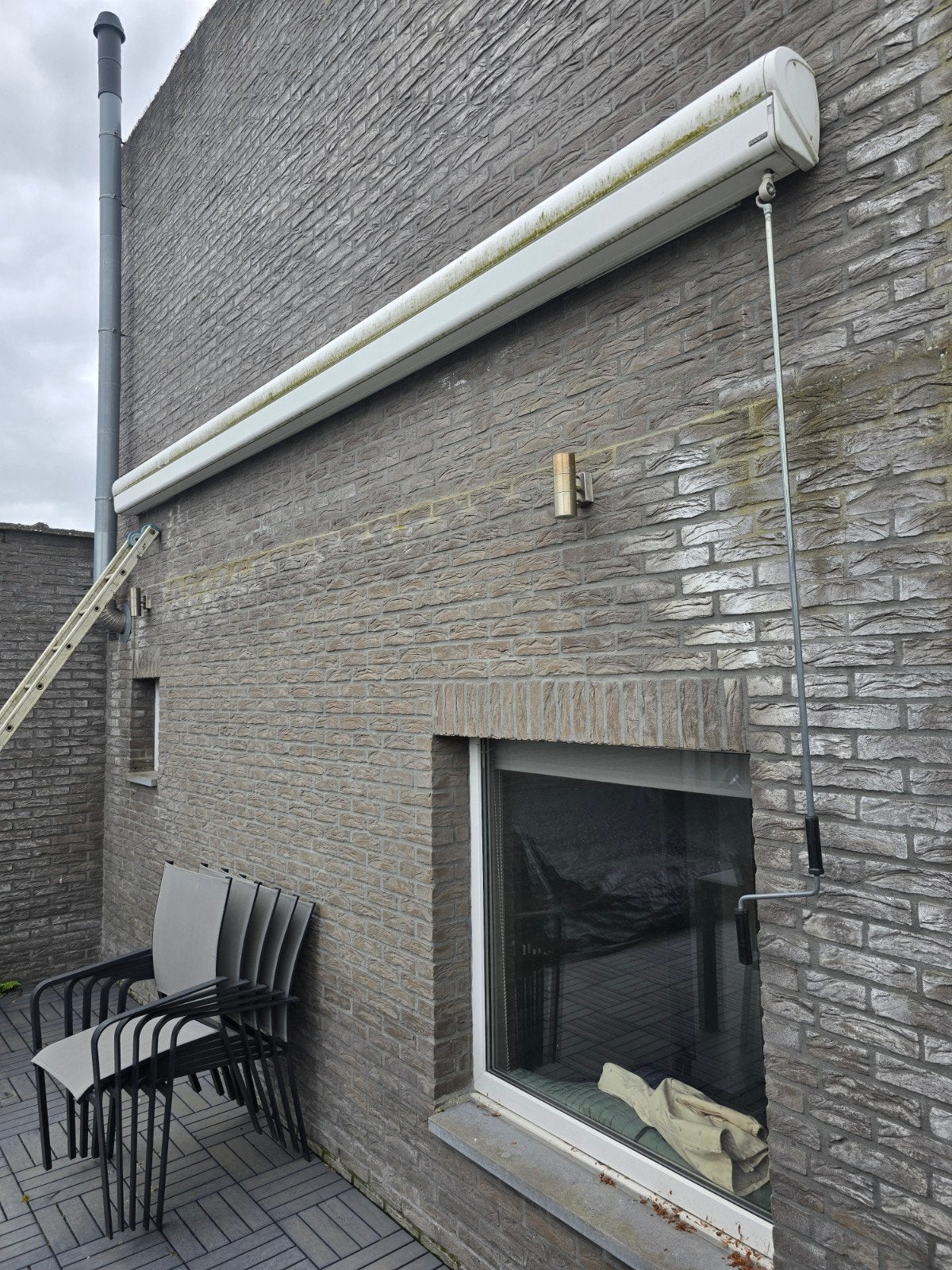 HAROL zonwering. 4.5 meter breed en 3.5 meter uitschuifbaar., Tuin en Terras, Zonneschermen, Ophalen