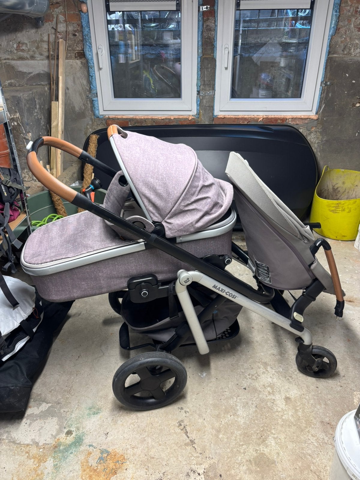 Dubbele kinderwagen Maxi-Cosi Lila + duo kit, Gebruikt, Duowagen, Maxi-Cosi, Ophalen