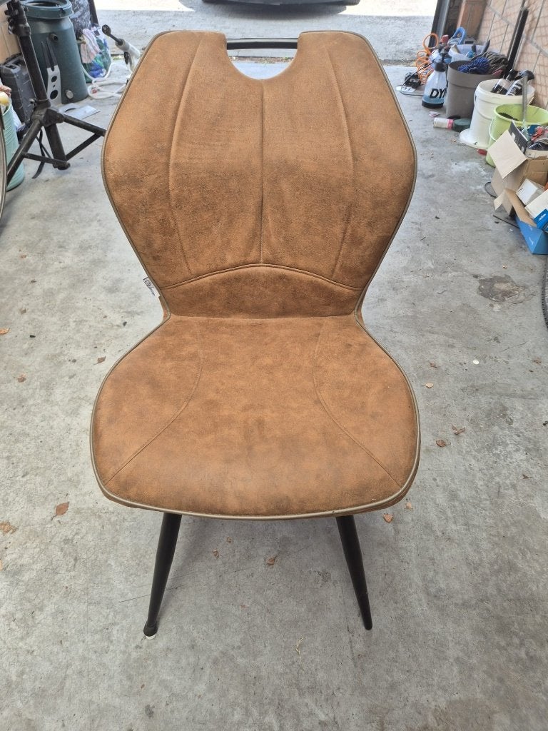 Eetkamerstoel RV Design cognackleur, Maison & Meubles, Chaises, Synthétique, Comme neuf, Brun, Enlèvement