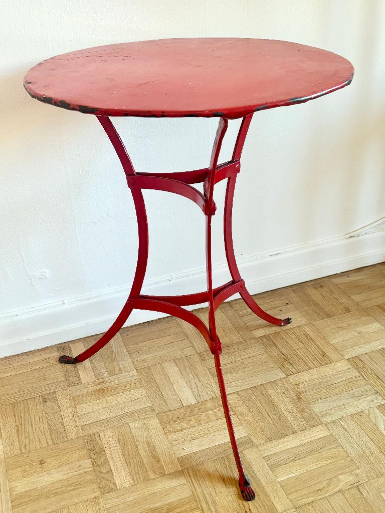 Franse bistro bijzettafeltje, Minder dan 55 cm, Gebruikt, Metaal of Aluminium, Rond
