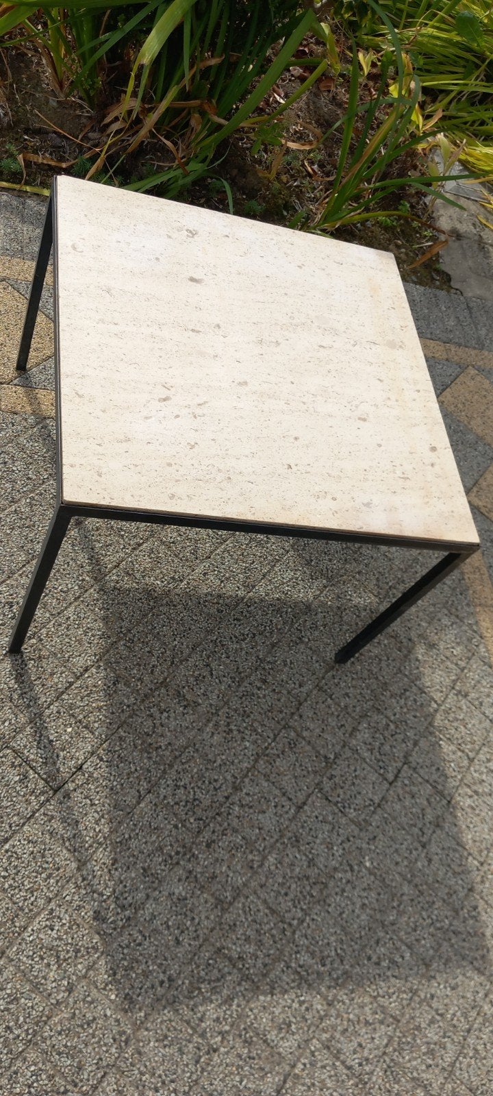 Table en fonte lourde avec plateau en travertin - imprimante, 55 à 75 cm, Enlèvement, Métal ou Aluminium, Moins de 45 cm