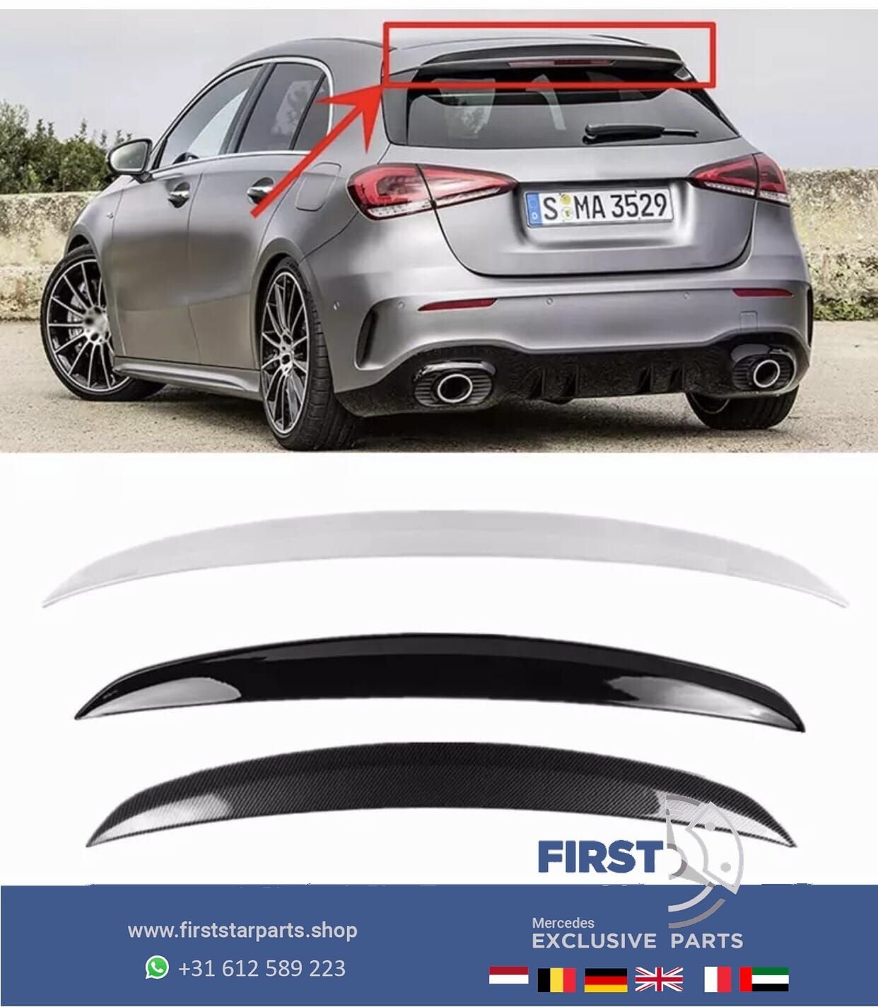 W177 A35 AMG DAK SPOILER Mercedes A Klasse 2018-2023 35 AMG, Arrière, Haillon arrière, Utilisé, -