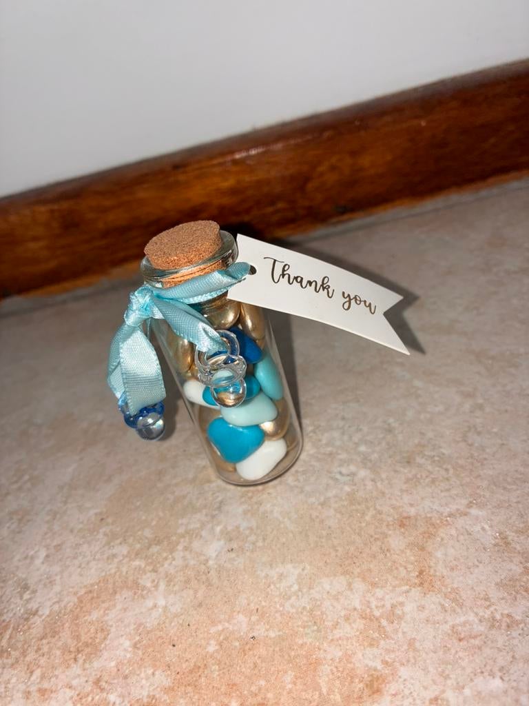 Lot de 35 fioles (Baptême / Baby Shower) - Bleu & Or, Enlèvement, Comme neuf