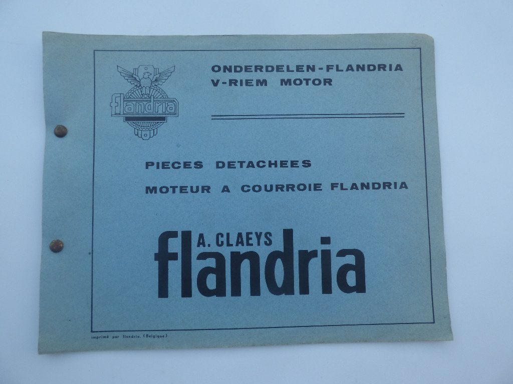 LISTE DES PIÈCES DU MOTEUR À COURROIE TRAPÉZOÏDALE FLANDRIA, Enlèvement ou Envoi, Utilisé