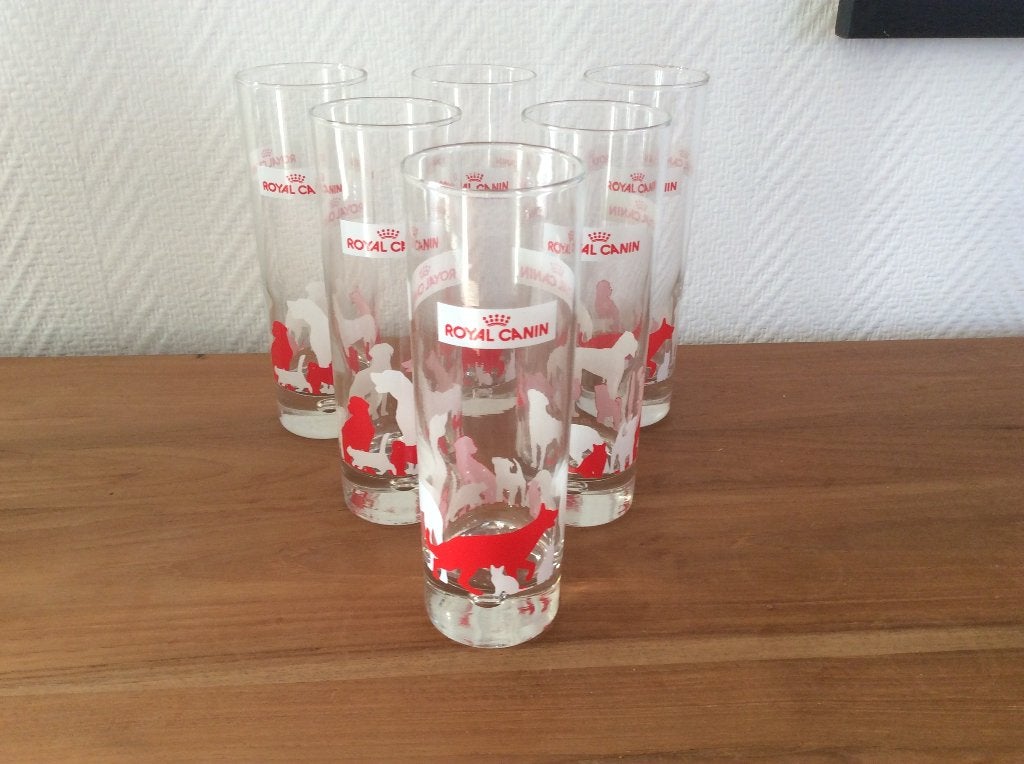 royal canin Longdrink glazen in nieuwstaat met honden en kat, Collections, Verres & Petits Verres, Enlèvement ou Envoi