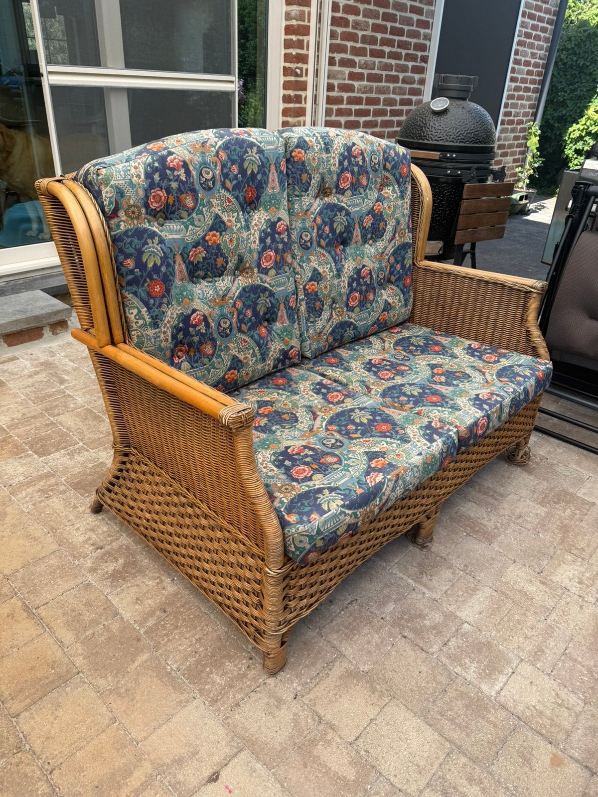 Mooie vintage rotan riet tuinset lounge zetel bamboo, Ophalen, Rotan, Tuinset