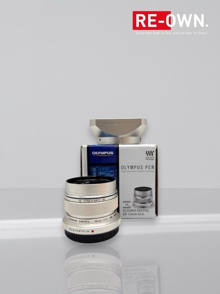 OLYMPUS M.ZUIKO DIGITAL ED 12MM F/2 SILVER | MFT | GARANTIE, Bouchons d'objectif, ,, Olympus, Comme neuf