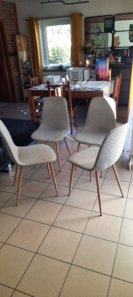 Chaisses de Salle à Manger, Gris, Comme neuf, Enlèvement, Quatre