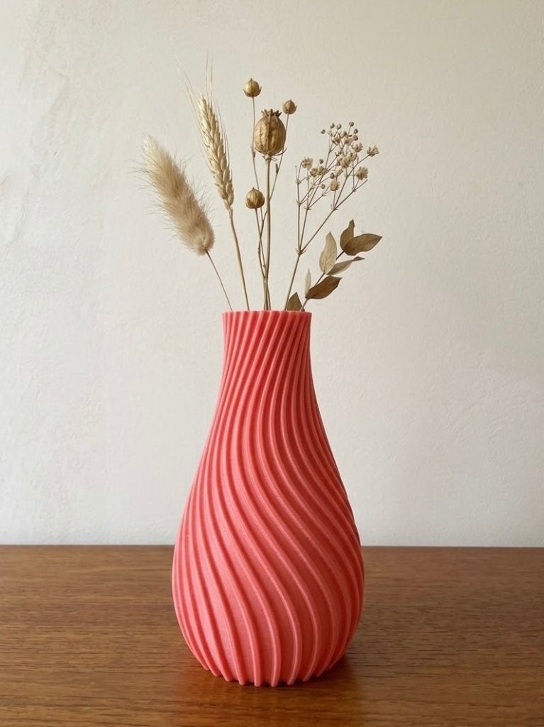 Joli vase nervuré rose saumon - Parfait pour fleurs séchées, Maison & Meubles, Accessoires pour la Maison | Vases, Neuf, Enlèvement ou Envoi