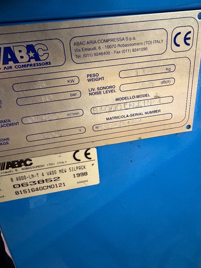 Compresseur, Réduction de bruit, 400 à 800 litres/min, Enlèvement, Utilisé