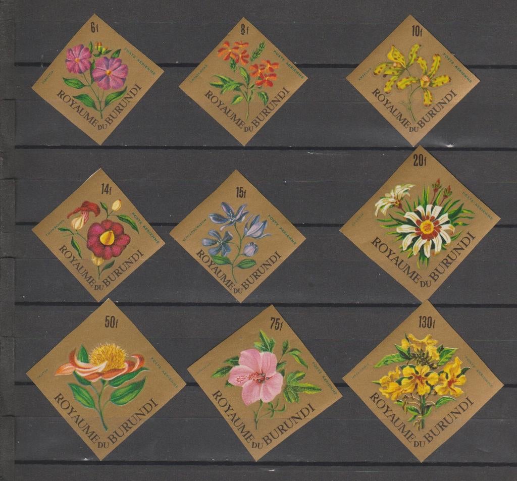 Burundi 1966 Fleurs non perforées Airmail **, Enlèvement ou Envoi, Non oblitéré, Animal et Nature