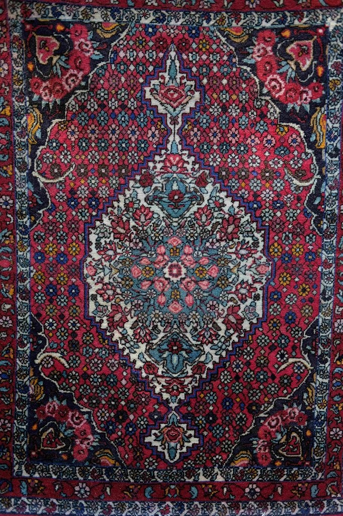 Tapijt in oosterse Perzische stijl met medaillon, Ophalen, Gebruikt, Blauw, Persan