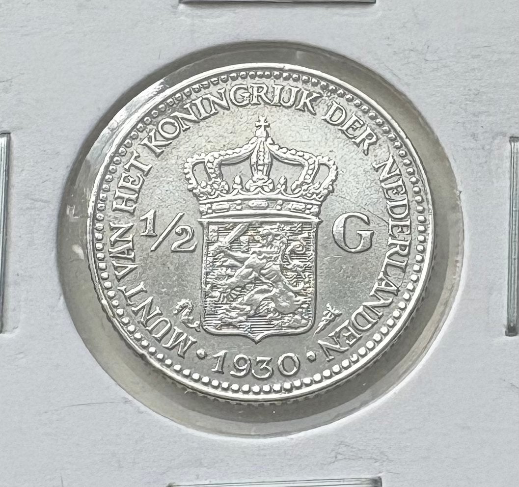 Zilveren 1/2 Gulden 1930 Nederland, ½ gulden, Zilver, Ophalen of Verzenden, Koningin Wilhelmina