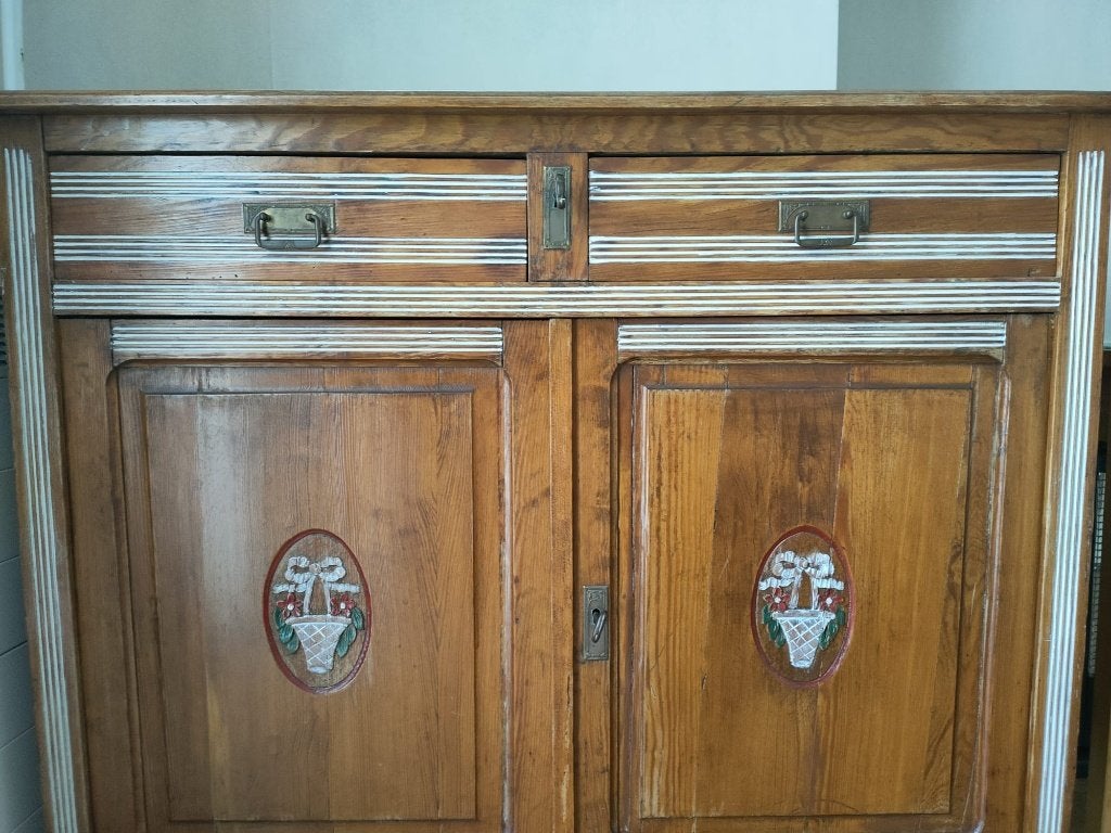 Lage houten kast, Huis en Inrichting, Ophalen, Gebruikt, 100 tot 150 cm, Met lade(s)