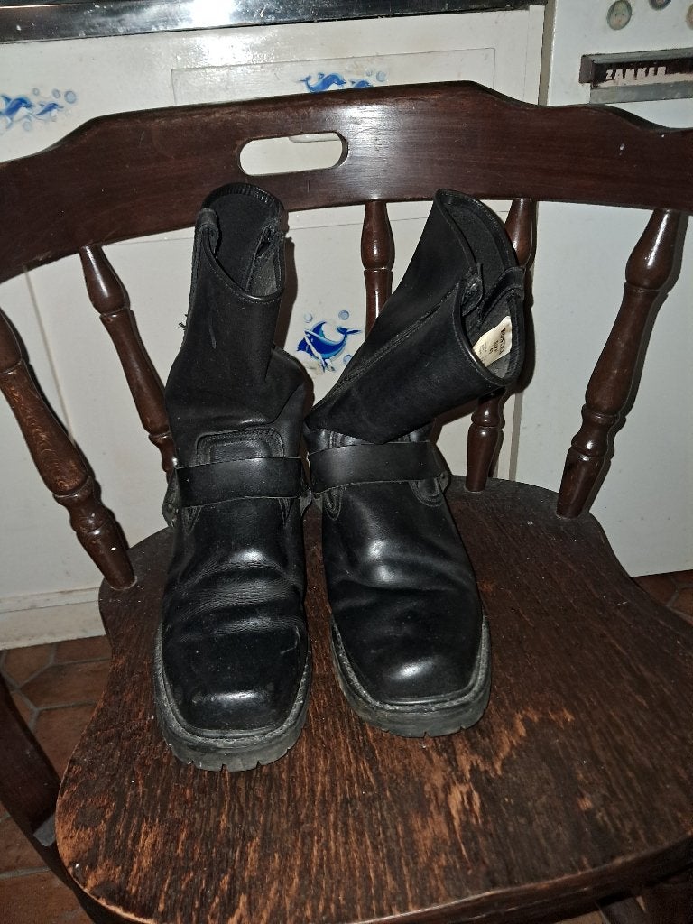 Lederen motor boots, Hoge laarzen, Zwart, Nieuw, Ophalen