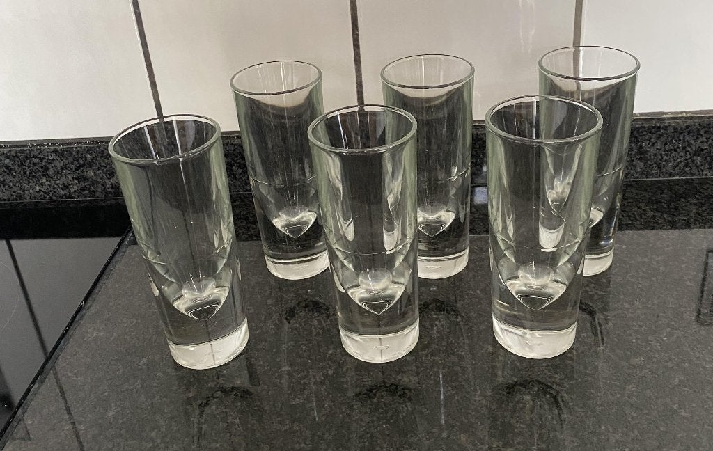6 verres à grappa d'Italie avec une zone concave - neufs, Verzamelen, Glas en Drinkglazen, Ophalen, Nieuw, Overige typen