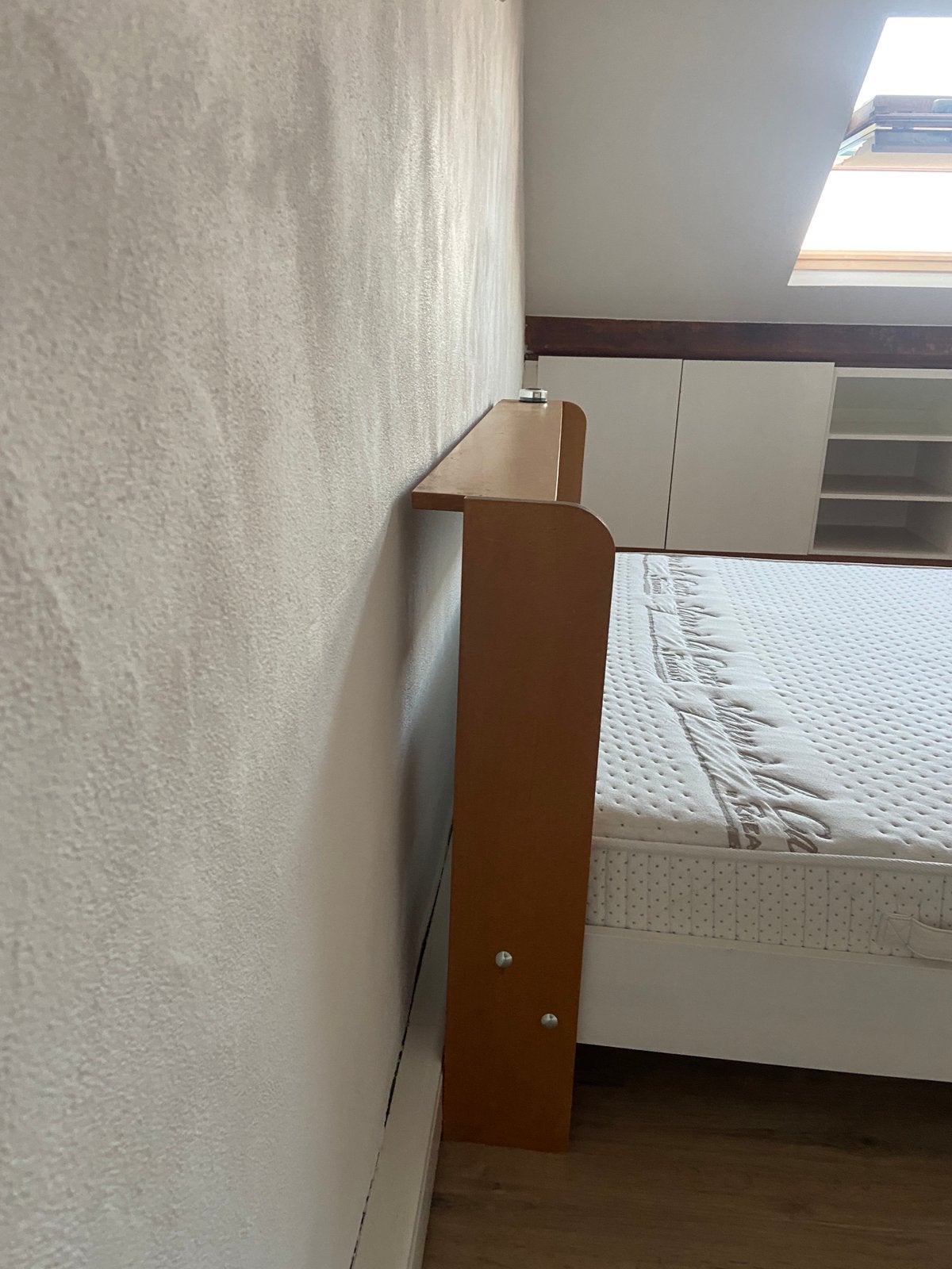 Bed met lattenbodem, matras en donsdeken, Brun, Enlèvement, 200 cm, Bois