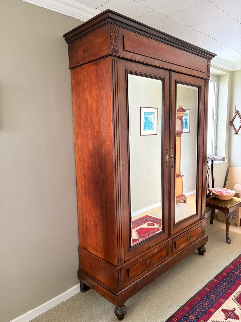 Grote spiegelkleerkast / garderobekast, Avec espace de penderie, 100 à 150 cm, Enlèvement, Utilisé