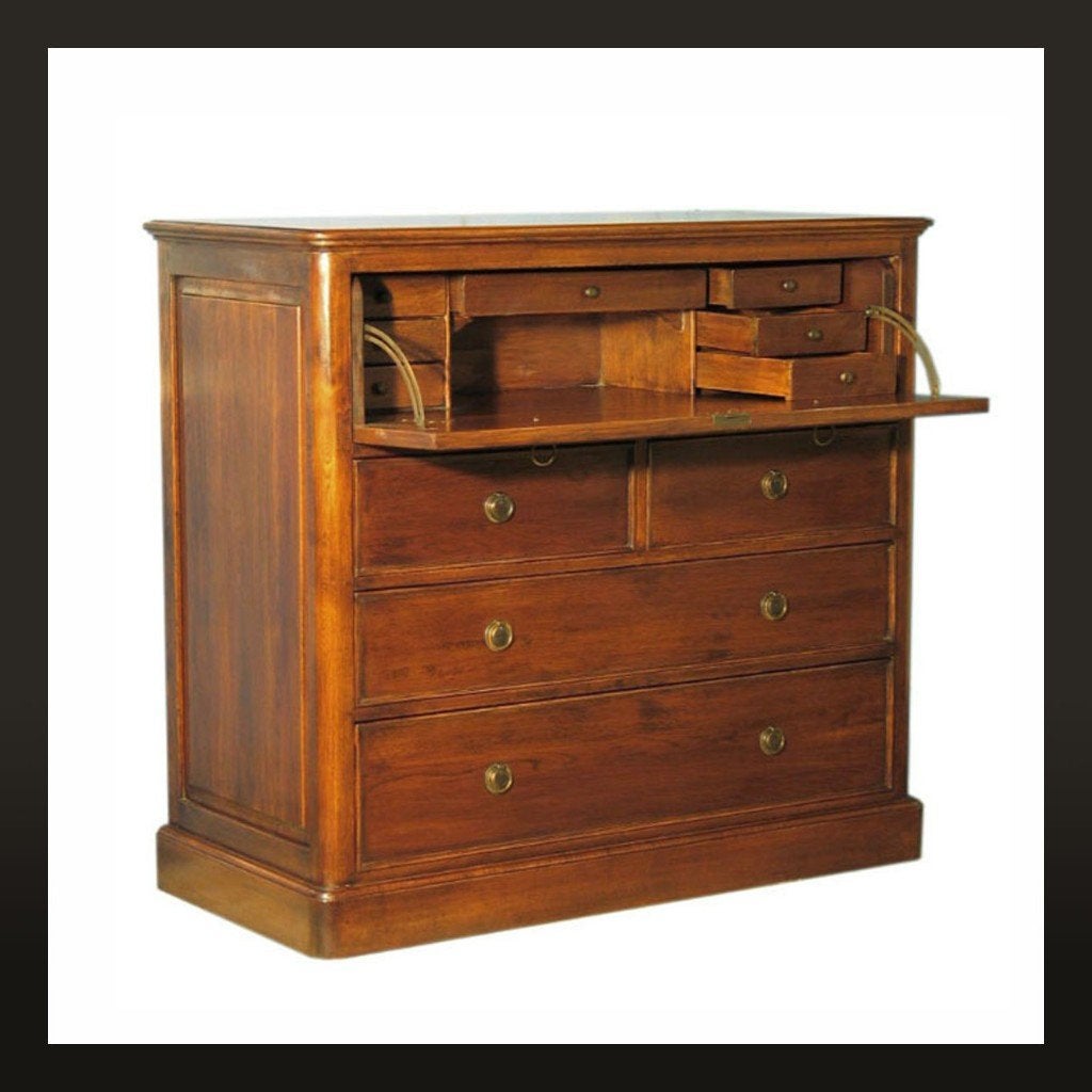 Ladekast met bureaulade eiken secretaire Eichholtz commode, Huis en Inrichting, Ophalen, 114 cm, Hout, Secretaire