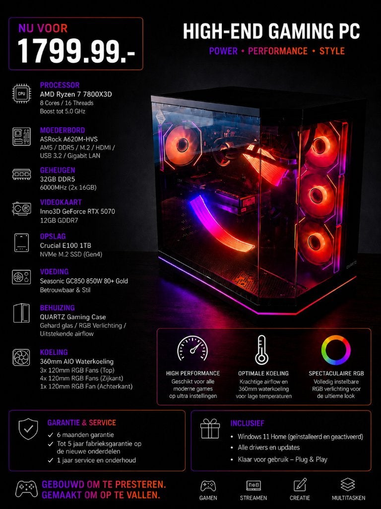 🔥RTX 5070 Gaming PC | Ryzen 7800X3D | 1TB SSD | 32GB DDR5✅, Informatique & Logiciels, Ordinateurs de bureau, Comme neuf, 4 Ghz ou plus