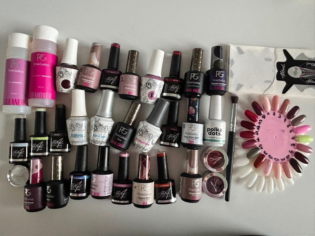 Set de vernis à ongles en gel, paillettes et pochoirs, Hobby & Loisirs créatifs, Hobby & Loisirs Autre, Enlèvement ou Envoi, Comme neuf