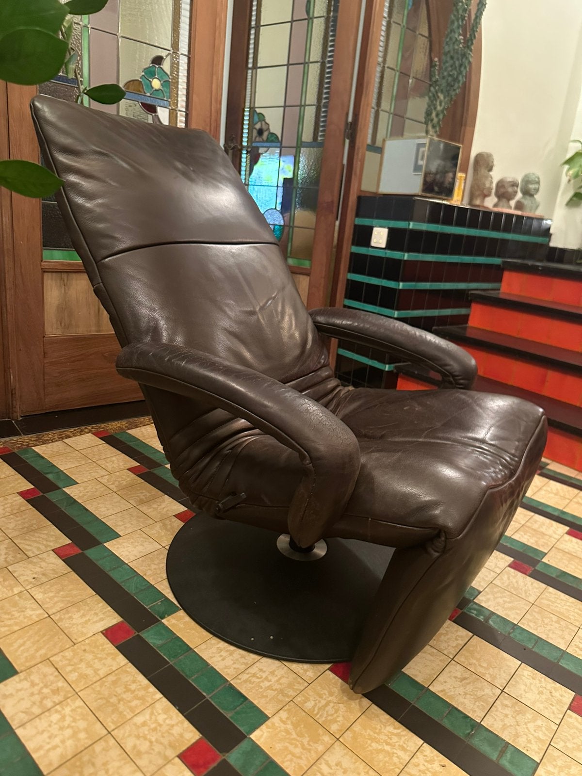 Vintage JORI ‘Yoga’ zetel - draaifauteuil - conyac bruin, Enlèvement, Utilisé