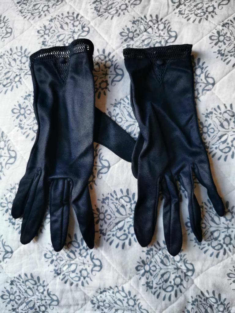 Vintage fijne marineblauwe handschoenen retro, Ophalen of Verzenden, Zo goed als nieuw, Handschoenen