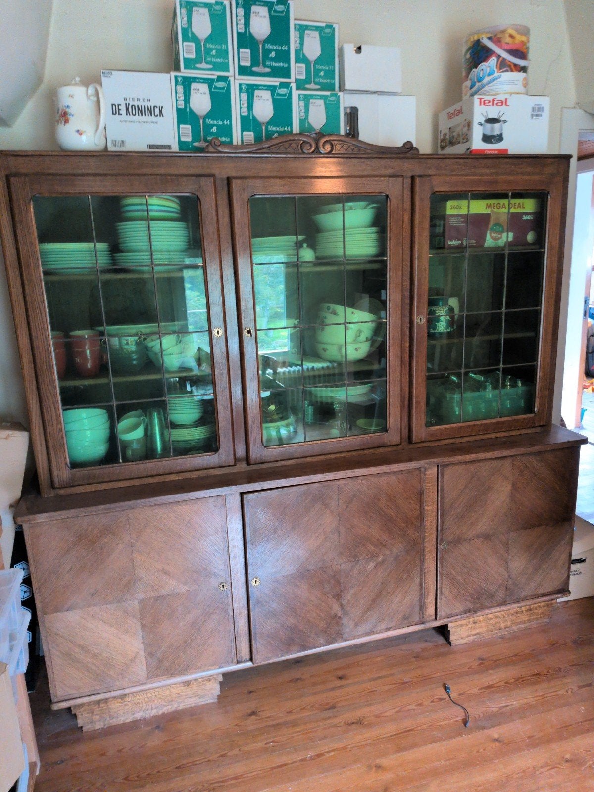 buffetkast met glas in lood ramen, Huis en Inrichting, Ophalen, Glas