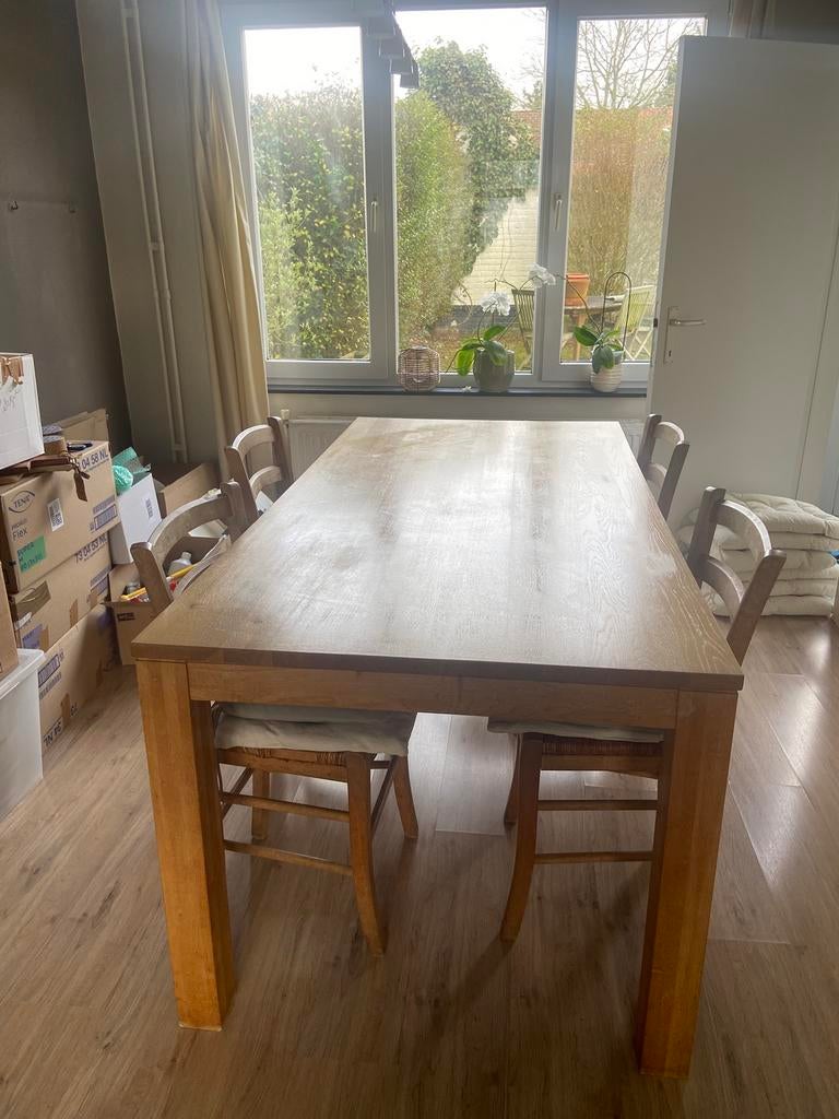 Table de salle à manger en hêtre clair - vendue sans chaise, Maison & Meubles, Enlèvement, Utilisé, Moderne, 6 à 8 chaises