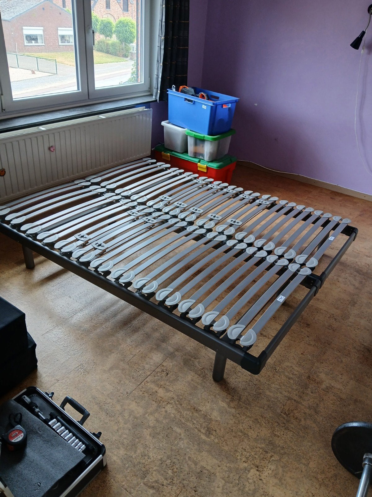 lattenbodem op pootjes / bed 160 x 200, Gris, Comme neuf, Enlèvement, 200 cm