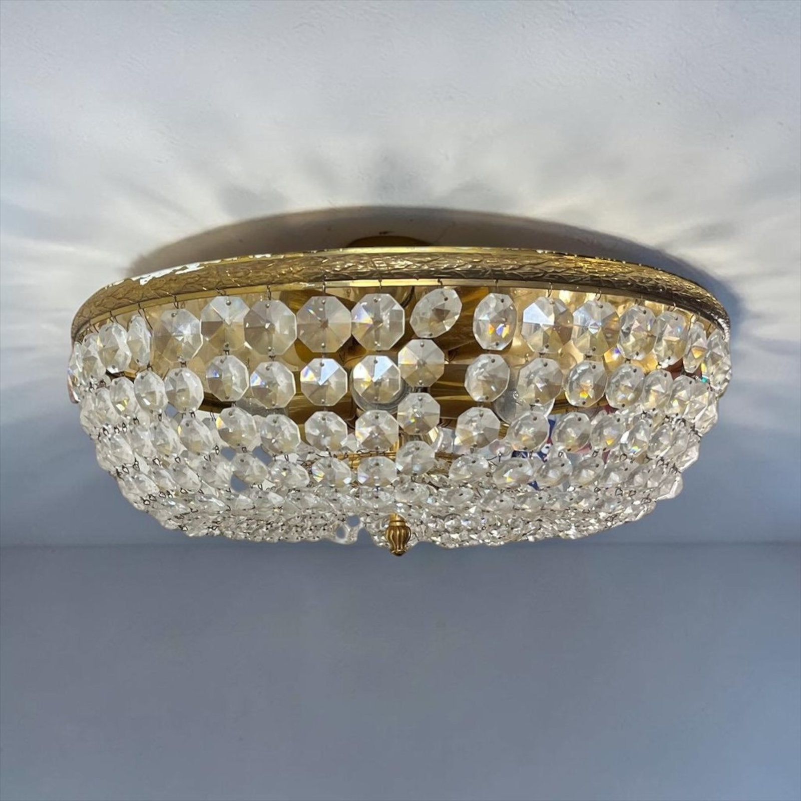 Lampe suspendue en cristal vintage, Antiquités & Art, Envoi