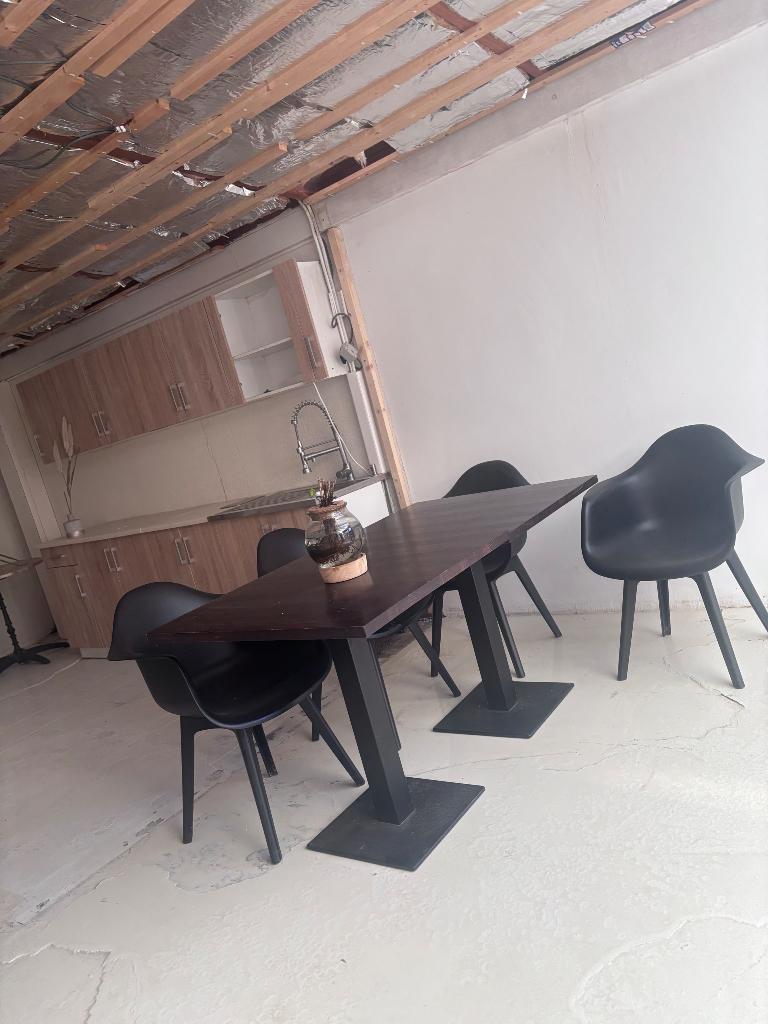 Kwalitatieve restaurant eettafeltjes met 8 stoelen, Ophalen, Gebruikt, 50 tot 100 cm, Vierkant