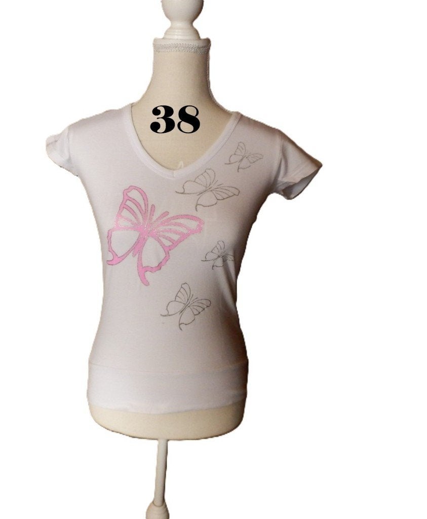 (160)- tee shirt femme t.38 blanc et rose = reds =, Kleding | Dames, T-shirts, Maat 38/40 (M), Ophalen of Verzenden, Zo goed als nieuw