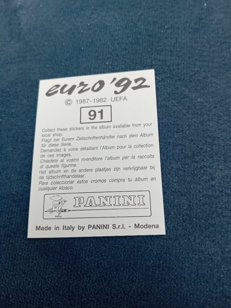 panini sticker EURO 92 NR 91, Ophalen of Verzenden, Nieuw, Sticker