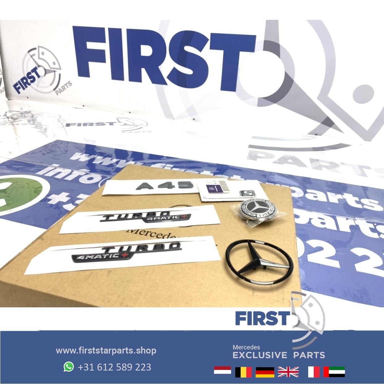 W177 V177 A45s AMG LOGO SET ZWART LETTERS Mercedes A KLASSE, Gebruikt, -, Ophalen of Verzenden, -