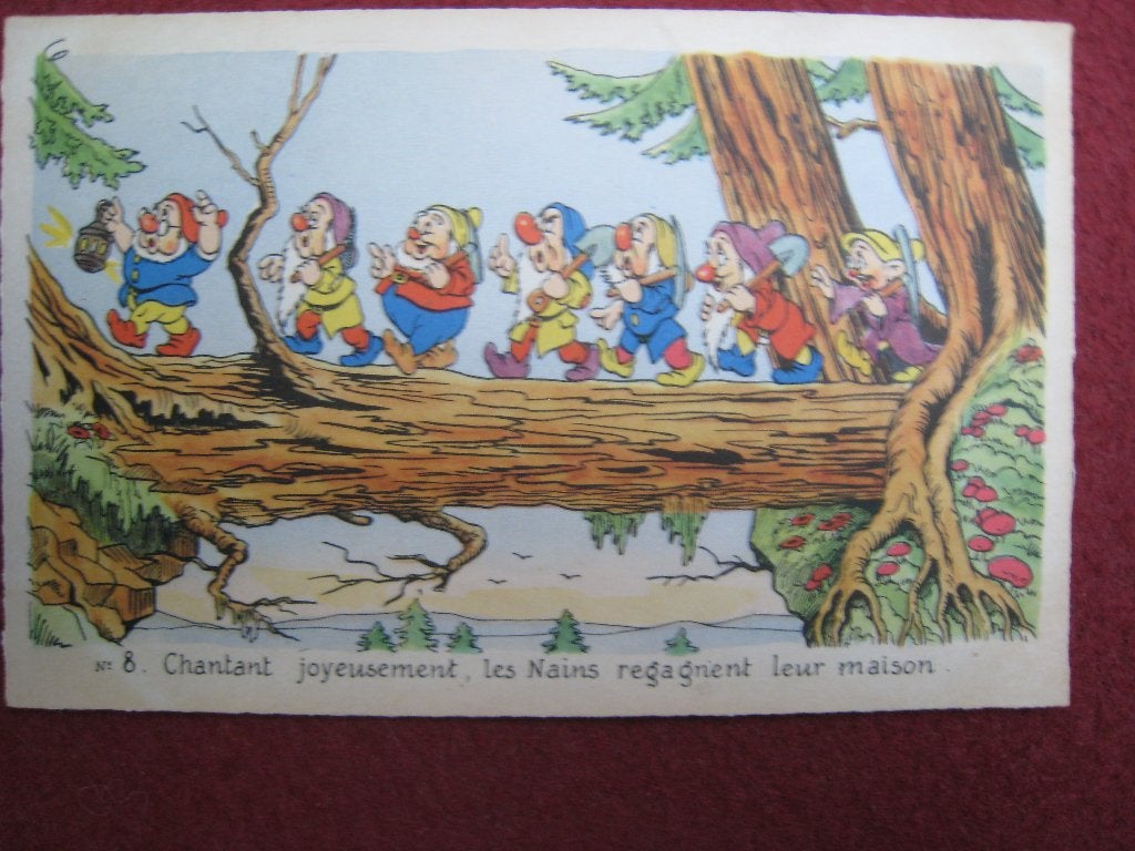 Walt Disney Blanche-Neige CP Seven Dwarfs 1945 numéro 8, Envoi, Blanche-Neige ou Belle au Bois Dormant, Utilisé, Image ou Affiche