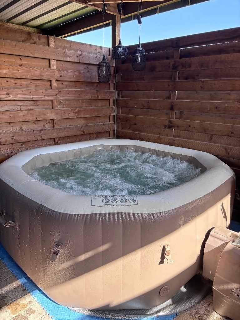 Intex PureSpa Bubble Massage Ø 201 cm achthoekig (4 pers), Jardin & Terrasse, Enlèvement, Utilisé, Couverture, Gonflable