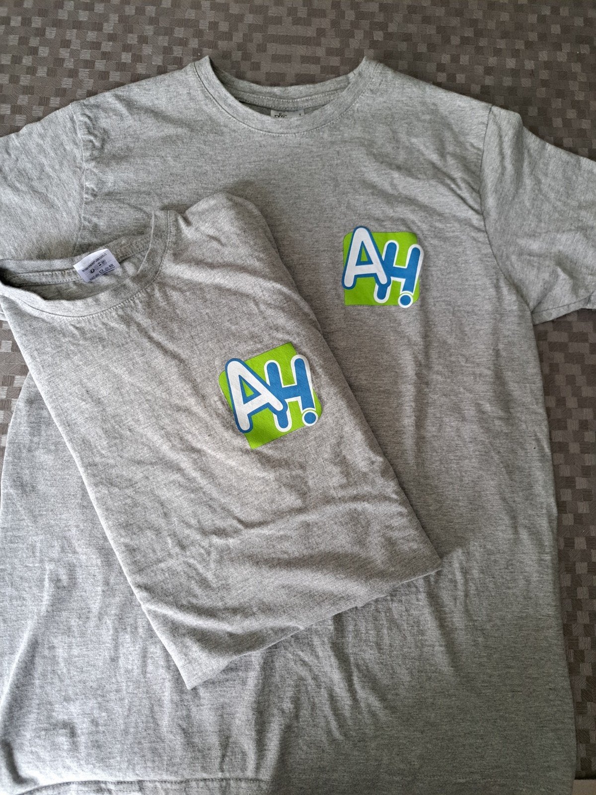 2 t'shirts  Ah school, Ophalen, Zo goed als nieuw, Maat 46 (S) of kleiner, Grijs
