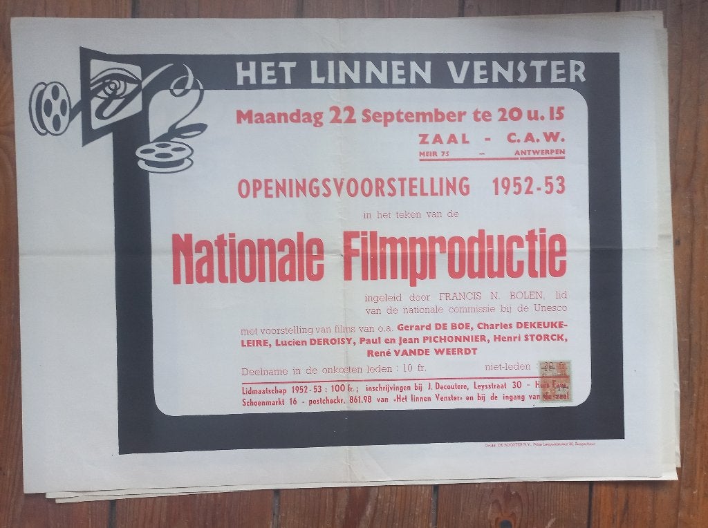 affiche Linnen Venster Bunuel Henri Storck Cine Odeon CAW, Ophalen of Verzenden