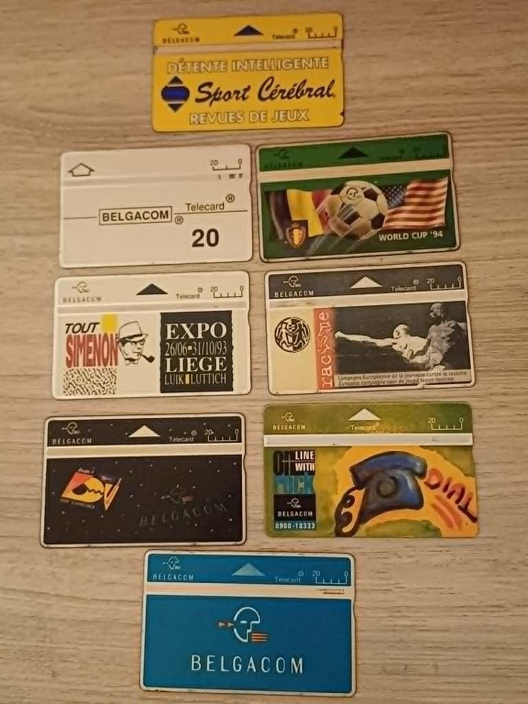 Lot de 8 télécartes belges vintage Collection Belgacom 1990, Collections, Cartes de téléphone, Envoi