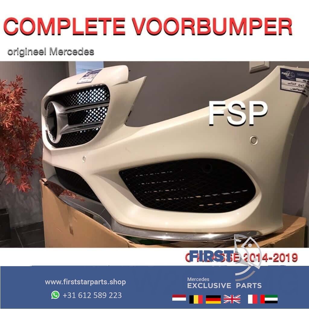 W205 C205 AMG LINE VOORBUMPER WIT COMPLEET Mercedes C Klasse, Gebruikt, -, Voor, Ophalen of Verzenden