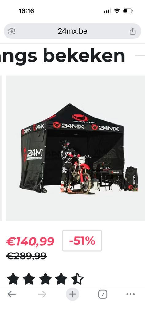 OEPS TELAAT, VERKOCHT 24 MX TENT (2 stuks)