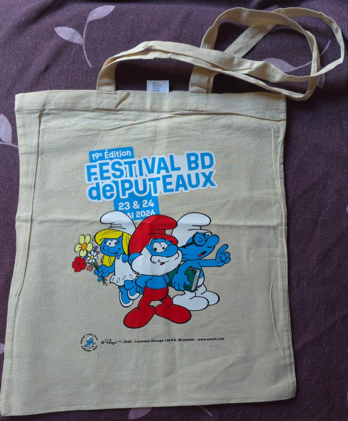 Sac totebag Schtroumpf Festival BD neuf, Collections, Schtroumpfs, Envoi, Neuf, Différents Schtroumpfs, Ustensile